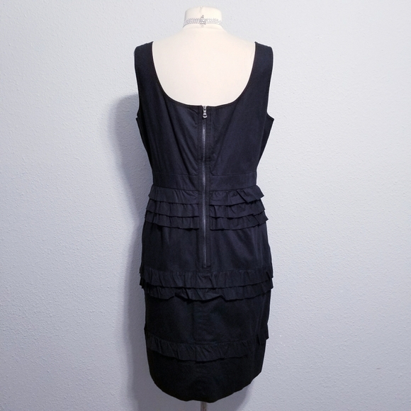 Tahari Levine black ruffle glam LBD party office dress 10 - Picture 2 of 7